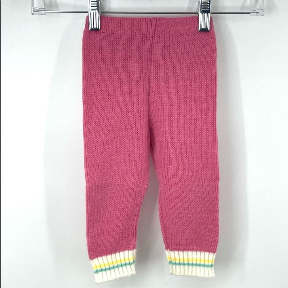Vintage 80s Carter’s pink knit colorblock striped leggings 12 Months USA